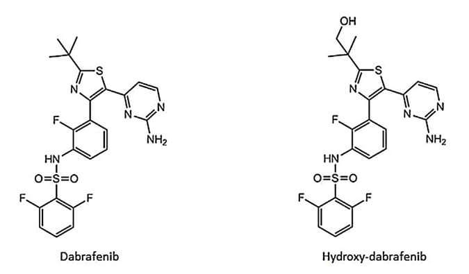 开发并验证新的LC-MS/MS方法，用于定量人血浆中达拉非尼及其主要代谢物羟基达拉非尼 (OHD)。本研究中OHD(纯度>99%)通过美迪西合成